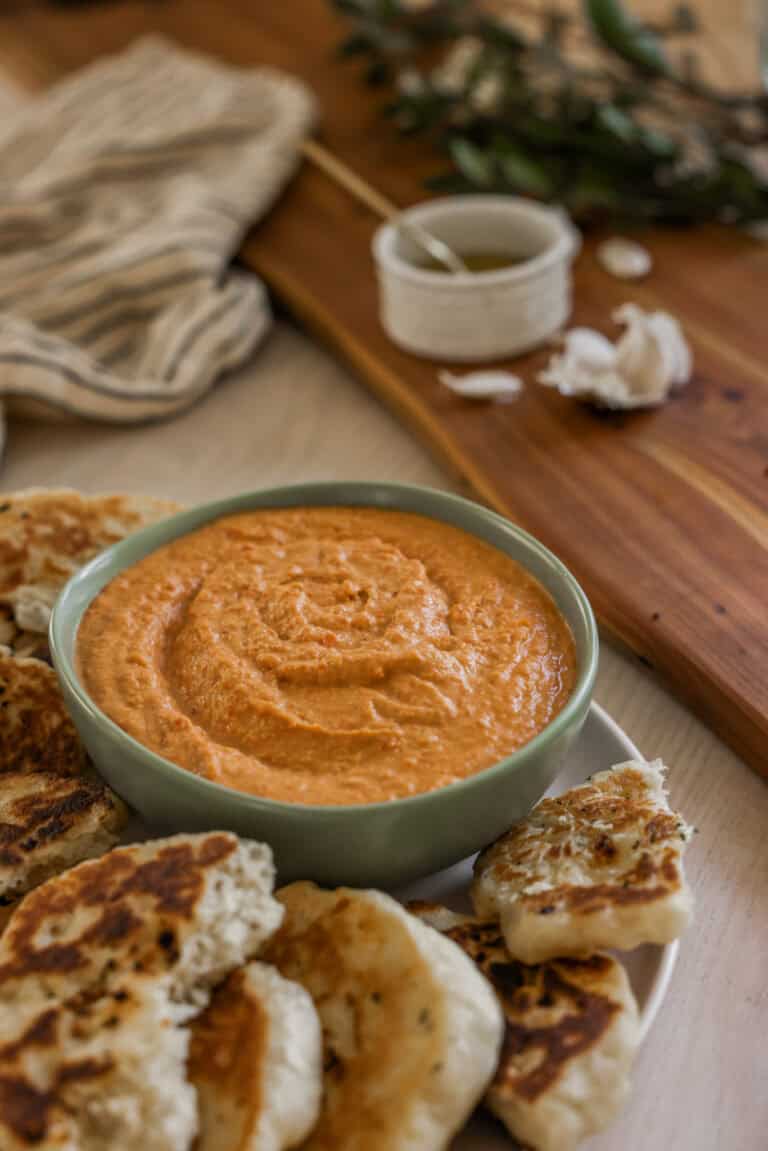 Roasted Red Pepper Peanut Butter Hummus