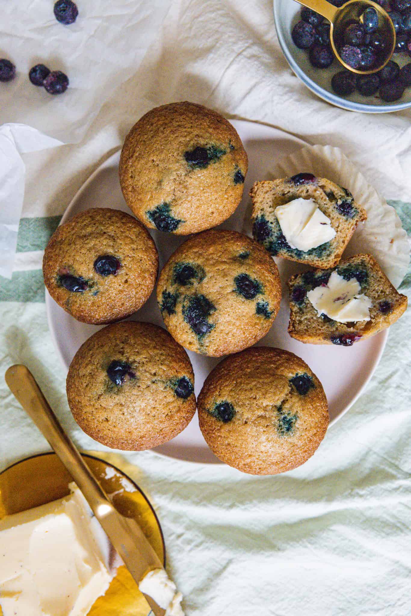 Sourdough Blueberry Applesauce Muffins sarahtherese.co